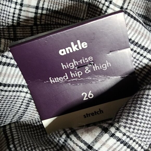 NWT AVA & VIV Black White Plaid High Rise Ankle Pants Womens Plus Size 26 - Picture 5 of 6